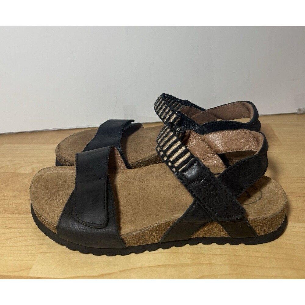 Taos Footwear Women’s Sandals Leather Hoop And Loop Size 6 Black